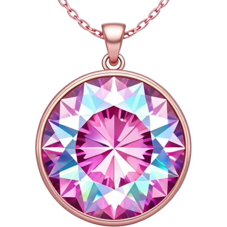 Pink Round Diamond Holographic Pendant  emoji