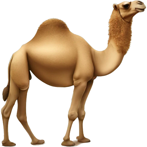 Camel on the beach getting fun emoji