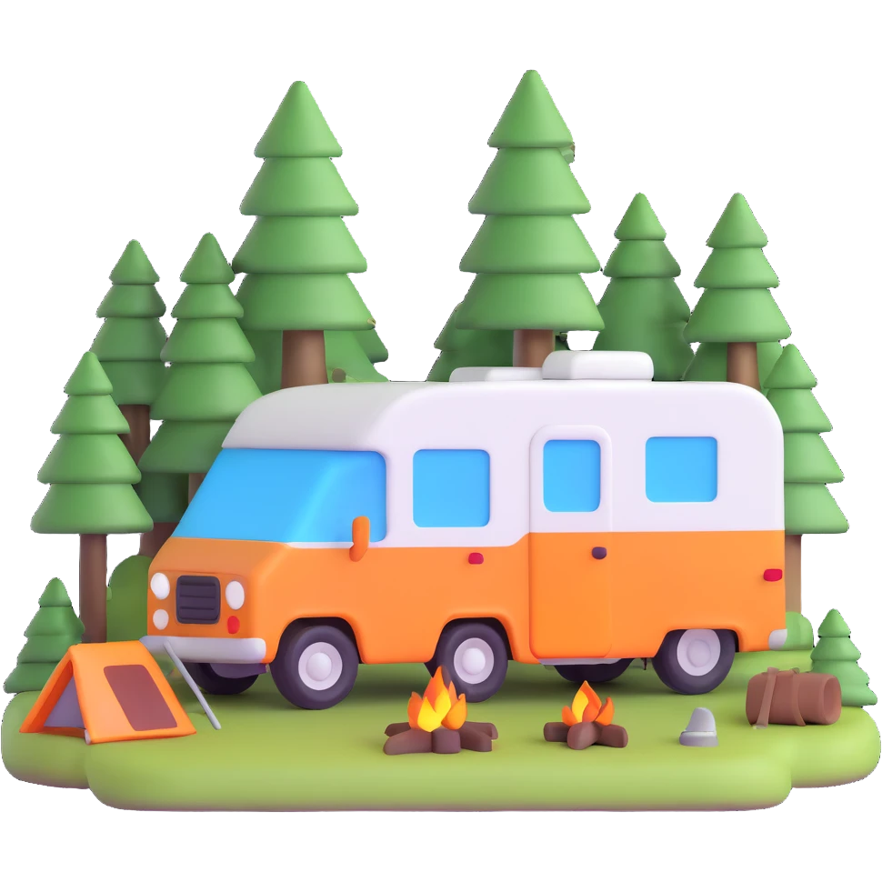 camping car parked in a forest emoji