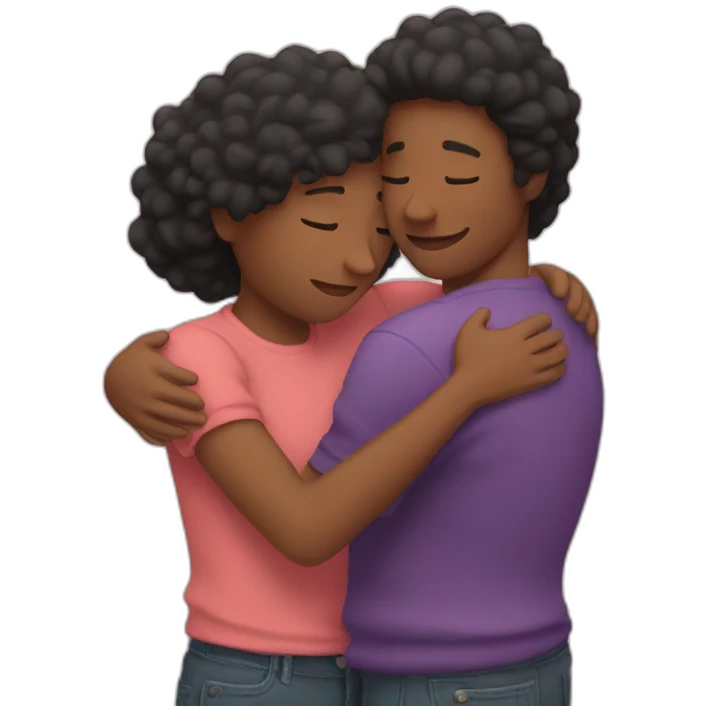 2 people hugging and love emoji