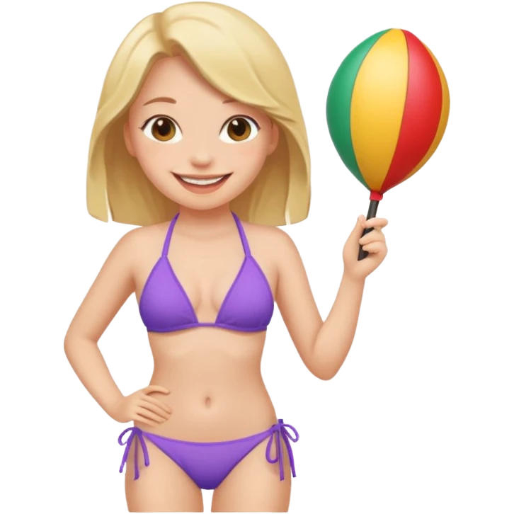 Make a girl showing her boobs off in bikini  emoji