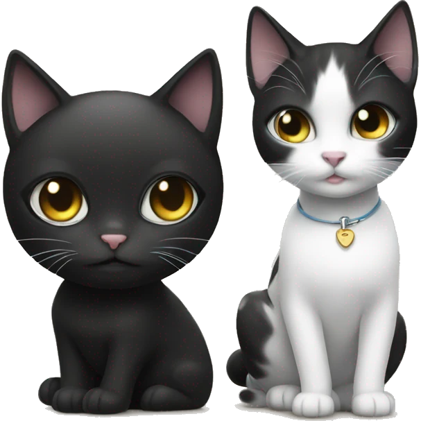 Black and white cat with girl emoji