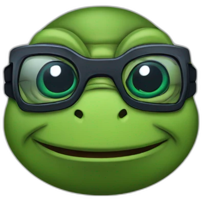 confused ninja turtle with glassess emoji