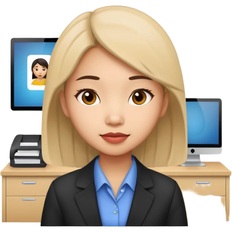 working asian girl, in an office setting emoji