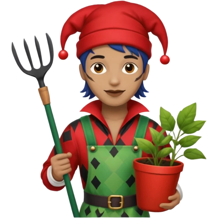 jester black and red mixed with an gardener emoji