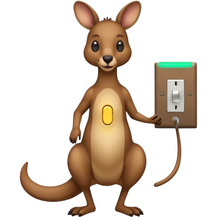 Kangaroo with a light switch for a face (switcheroo) emoji