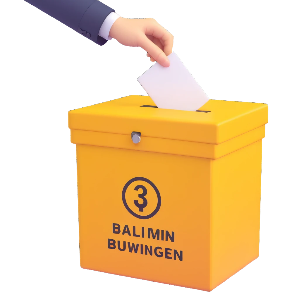3D ballot box with Admin Bewerbungen sign emoji