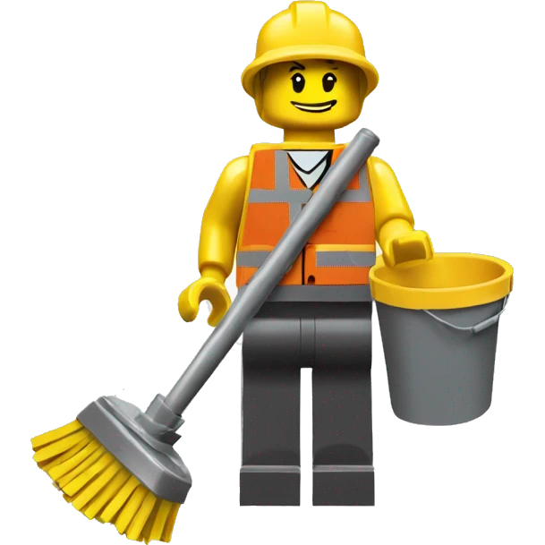 lego man with a bucket and a mop emoji