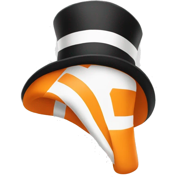 A Orange and White strip tophat emoji