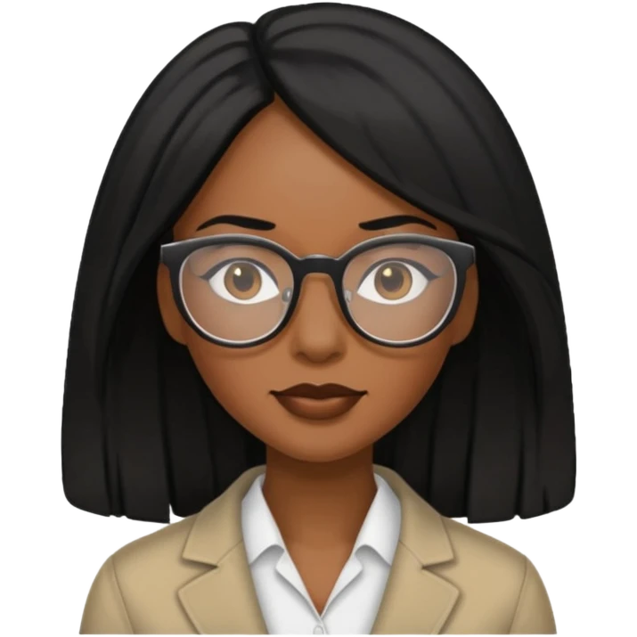 Black women teacher with black long hair emoji