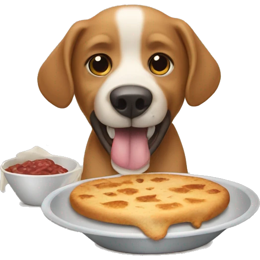 Un perro comiendo pan emoji