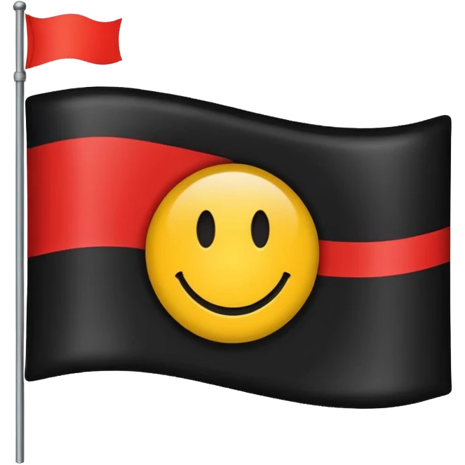 A wawy black and red rectangle with medium sized yellow circle in the middle flag emoji