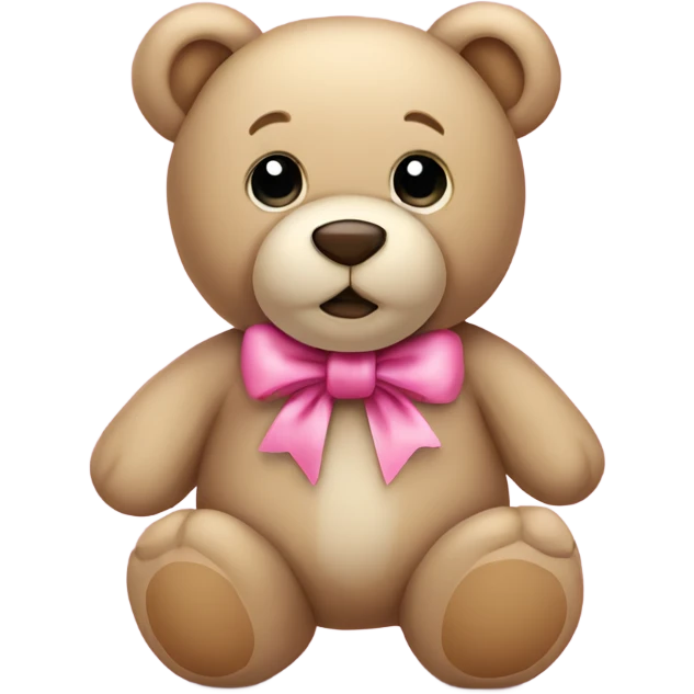 beige teddy bear with pink bow around neck emoji