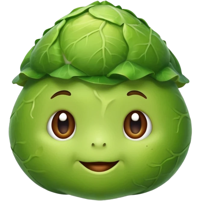 Brussel sprout with sauce and cute face emoji