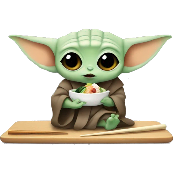 Baby Yoda eating sushi emoji