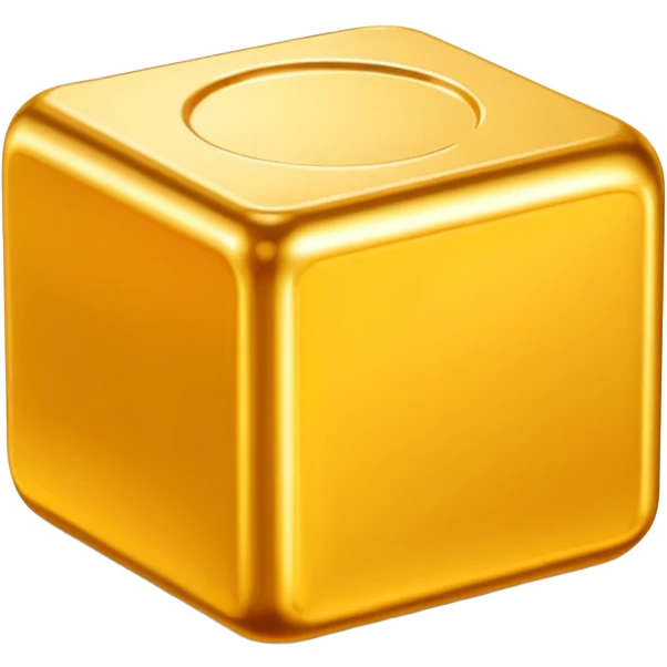 bouillon cube, golden, detailed, minimal, 3D, soft shadows, transparent background, no text, no extra elements emoji