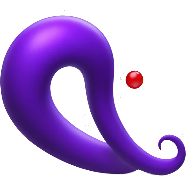 logo 3d character, dark purple little body: "thin bean ciclopede", with one big red, data-cubes EYE emoji