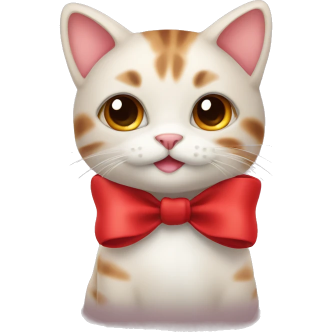 cute cat with red bow emoji
