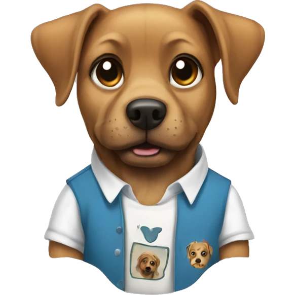 Dog with a shirt on that says Reycaun on it emoji