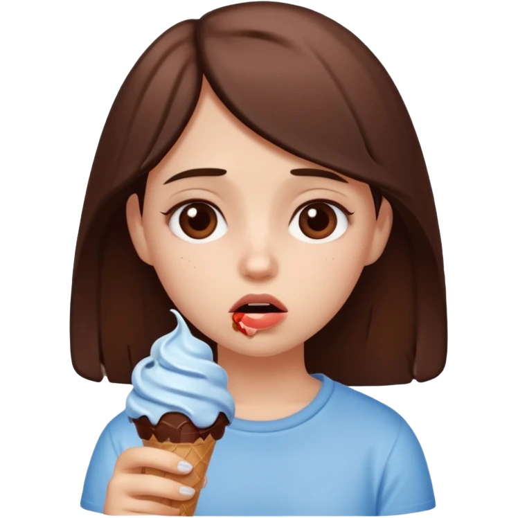 a sad girl eating ice cream after heartbreak emoji