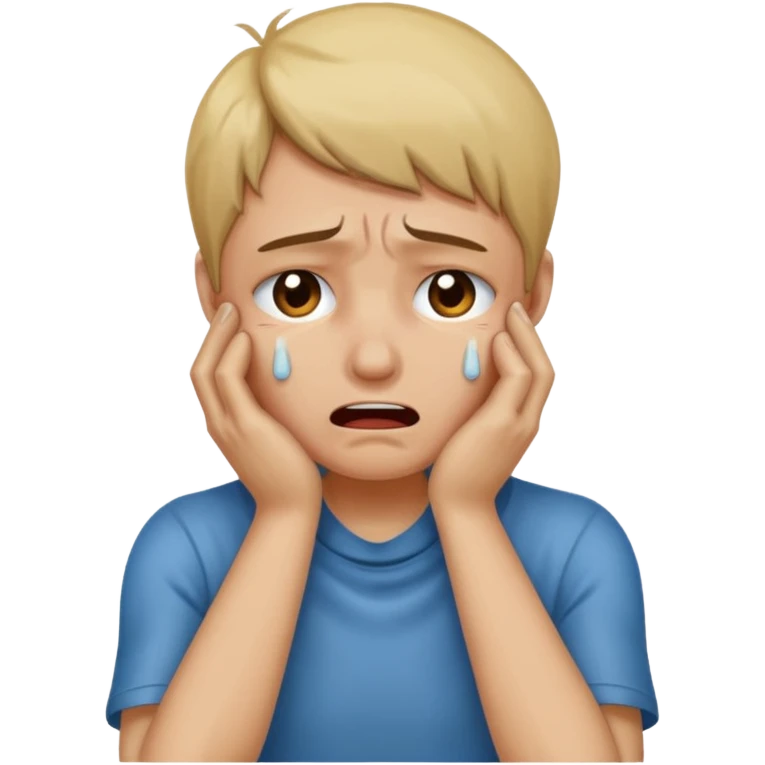 Emoji crying, holding hands to neck emoji