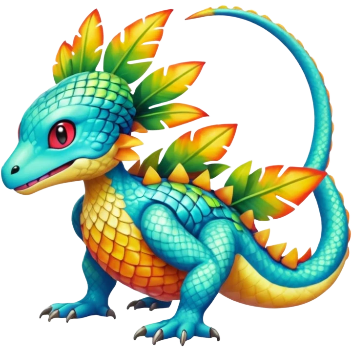 Shiny Exotic Tropical Pokémon-Fakémon-hybrid-creature (full body) emoji