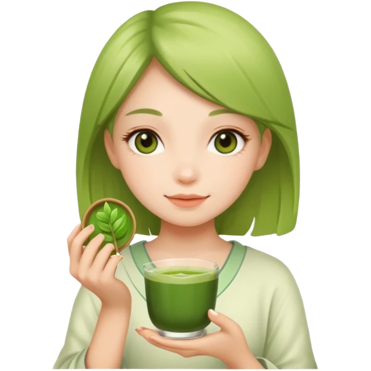girl with matcha emoji