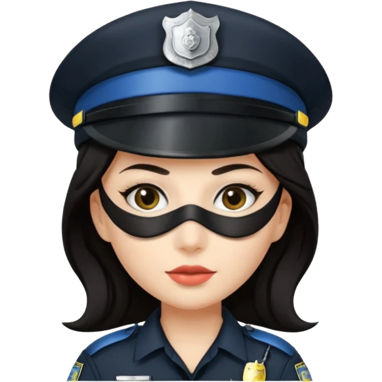 thief with police hat, thief mask, thief black dress. emoji