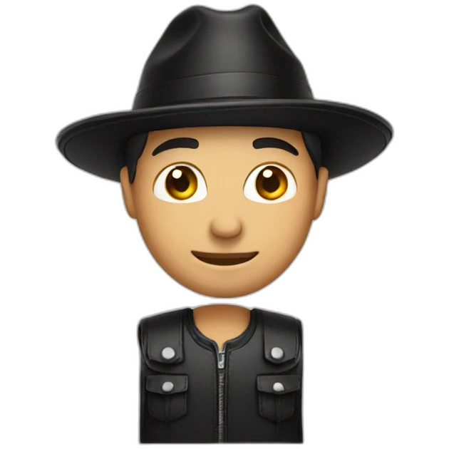 man black leather hat emoji