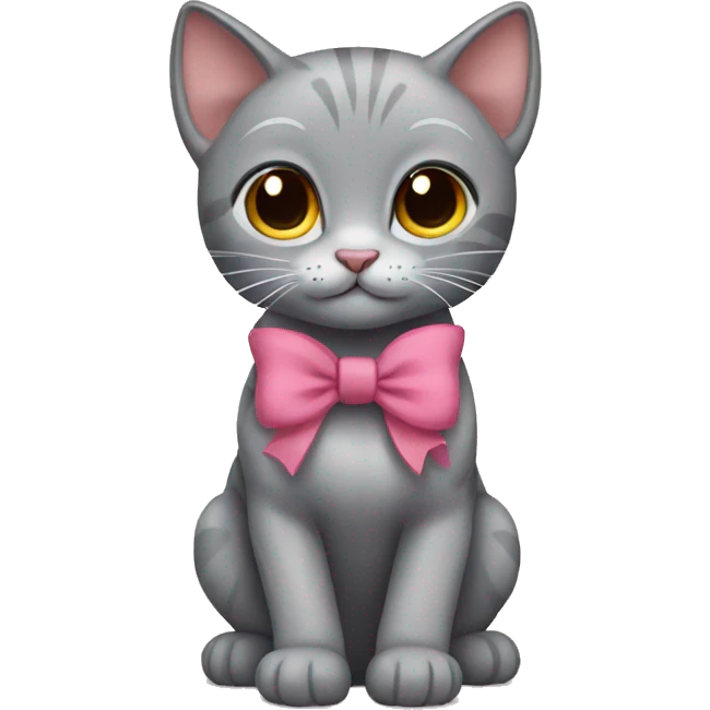 Grey kitty with bow emoji