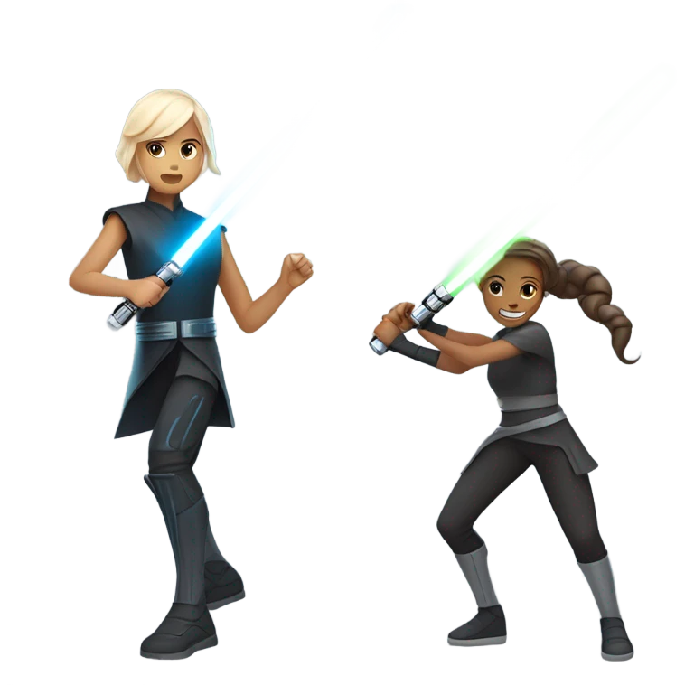 Lightsaber battle girl vs boy white emoji