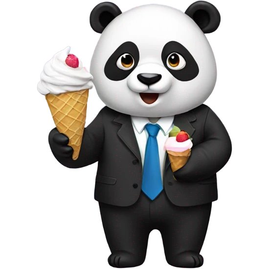 Panda eating ice cream and a suit emoji