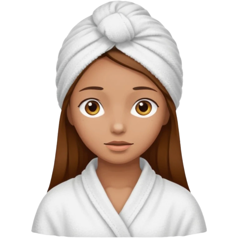 Chica de pelo castaño con una toalla de baño en la cabeza emoji