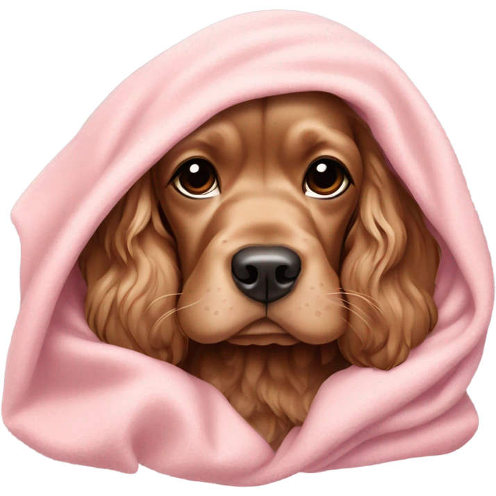 Cocker spaniel in a pink blanket emoji