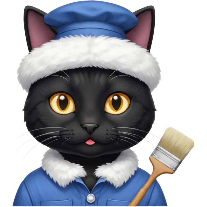 Black cat in painters outfit emoji
