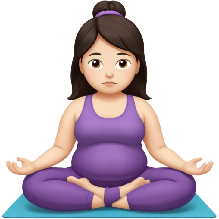 Sad fat girl doing yoga dark hair emoji