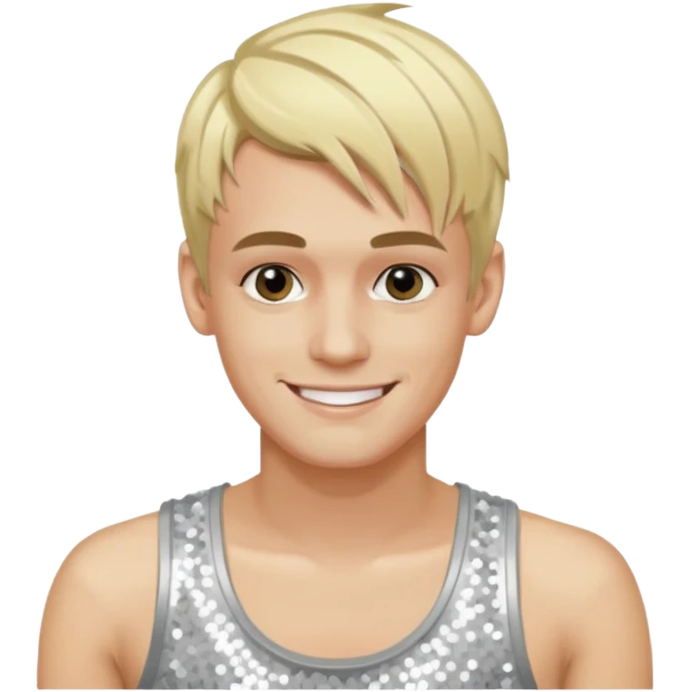 Aaron Carter with blonde hair, silver sequin tank top emoji