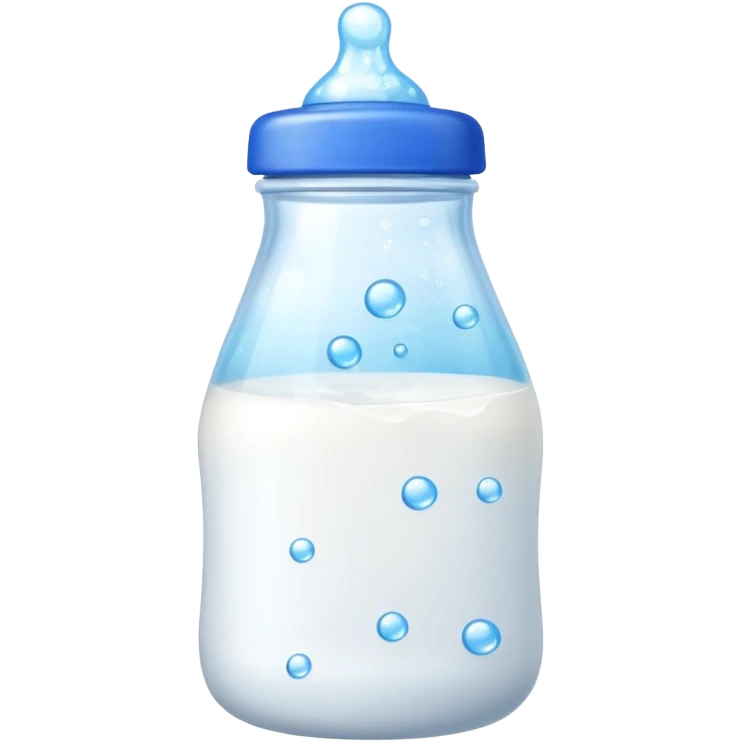 baby Milk bottle with blue cap and bubbles emoji