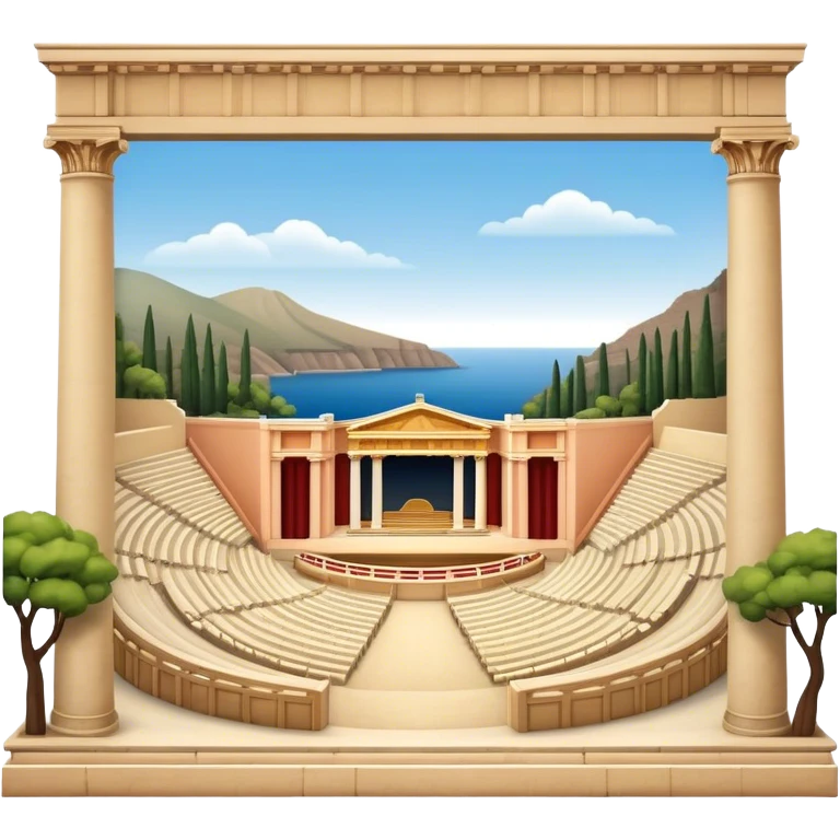 Cinematic Realistic Theatre of Epidaurus Landmark Emoji, depicted as a classical open‚Äêair theatre nestled in nature rendered with soft textures and serene, historical lighting. emoji