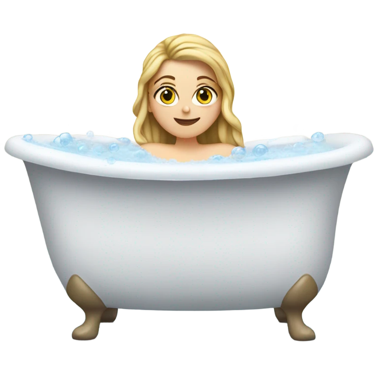 Bathtub white girl covered In bubbles  emoji