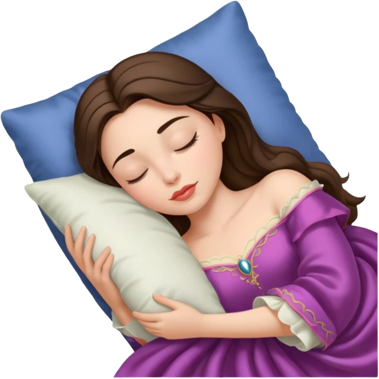 sleeping beauty brunette white girl with a silk pillow emoji