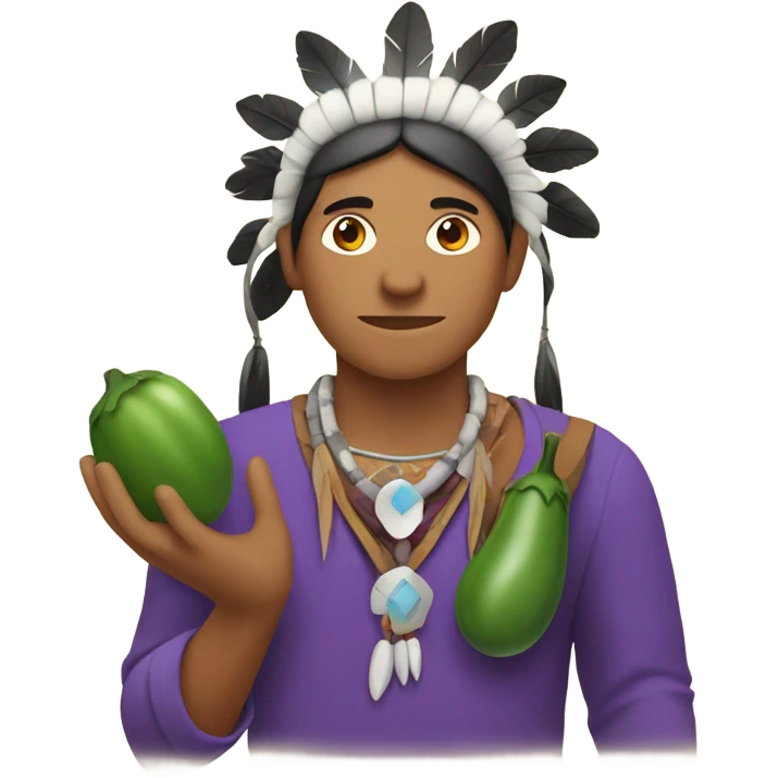 Native American with eggplant emoji