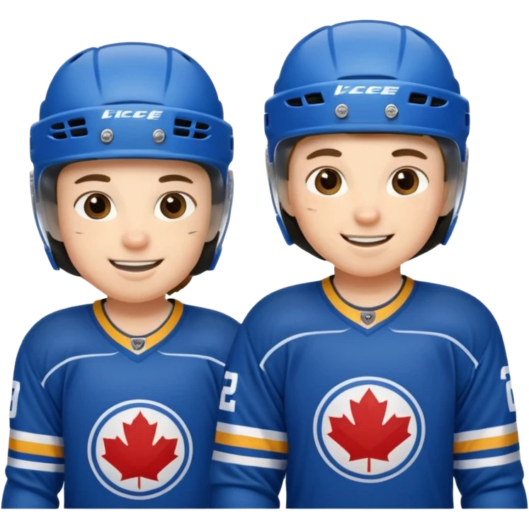 two smile young ice hockey player in action emoji
