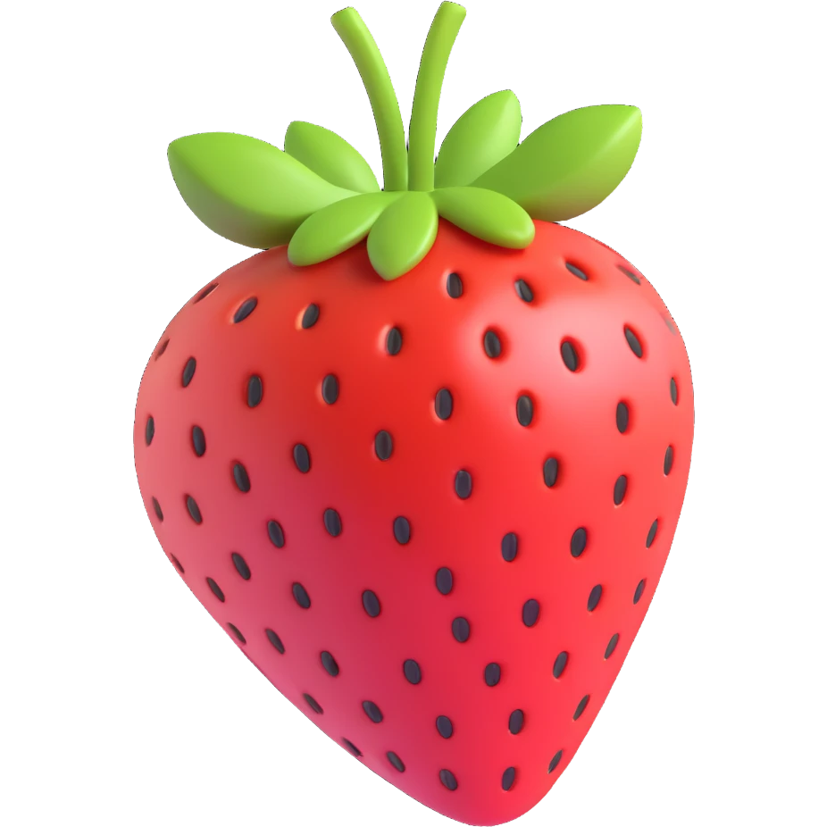 strawberry in Google emoji art style, slightly tilted emoji
