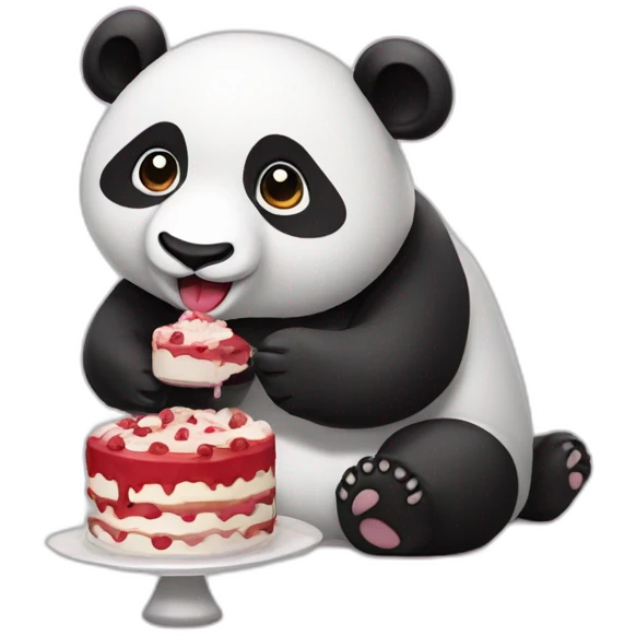 Un panda qui mange un gateau emoji
