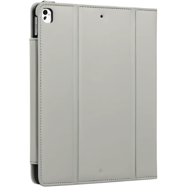 Closed forward facing Light grey trifold iPad cover. Plain no emojis or faces on the cover
 emoji