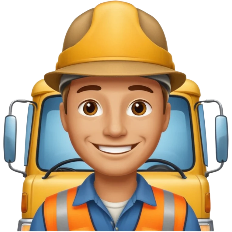 Kamyon şoförü Yarı Kamyonun Karikatür çizimi emoji