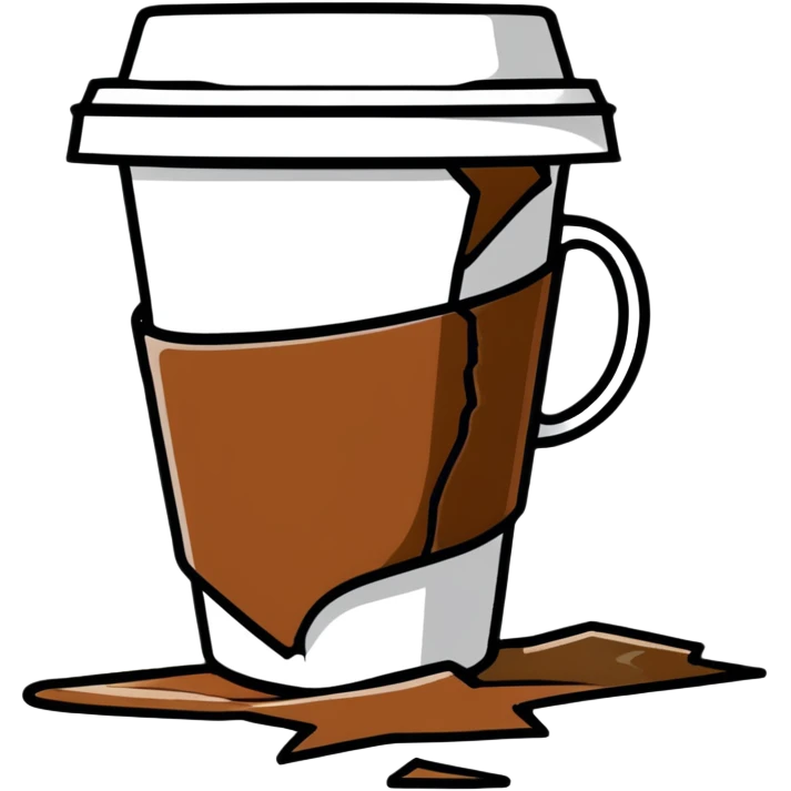 broken coffee cup with cracks and spilled coffee emoji