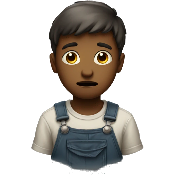 A boy with a sad face and an overall look of despair emoji