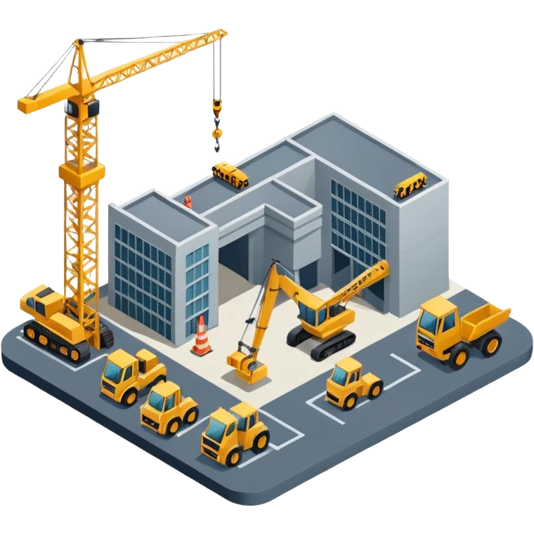 isometric construction site of airport emoji